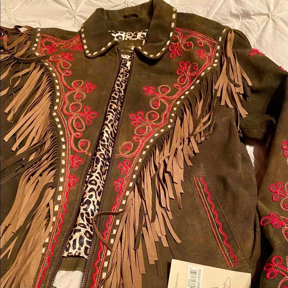 NWT Beaded Leather Tasha Polizzi Jacket.